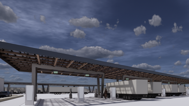 First electric-only “Megawatt E-Truck Stop” will be built in California.