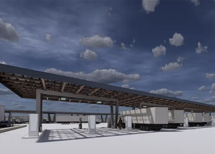 First electric-only “Megawatt E-Truck Stop” will be built in California.