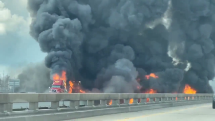 Louisiana I-10 is closed due to a huge truck fire.