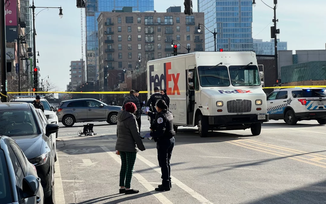 Authorities say a delivery truck driver struck and killed a woman crossing a street in South Loop.