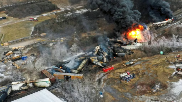 ACCIDENT INVOLVING A TRUCK HAULING 40,000 POUNDS OF TOXIC MATERIAL FROM THE SITE OF AN EAST PALESTINE TRAIN DERAILMENT
