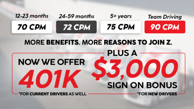 Truck Driver Benefits: Z Transportation Now Offers 401(k) and a $3,000 Sign-On Bonus